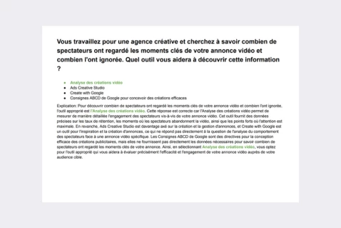 Réponses à l'Examen de Certification Google Ads pour les créations file demo preview